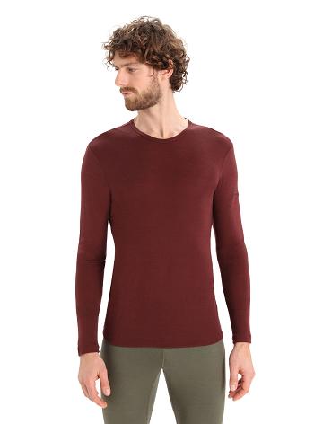 Icebreaker Merino 175 Everyday Long Sleeve Crewe Thermal Top Férfi Base Layers Piros | HU 1375LISH